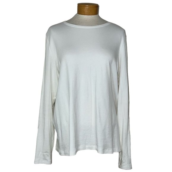 Kim Rogers - Women's Size XL Solid White Blouse - Long Sleeves Round Neckline - Picture 11 of 14